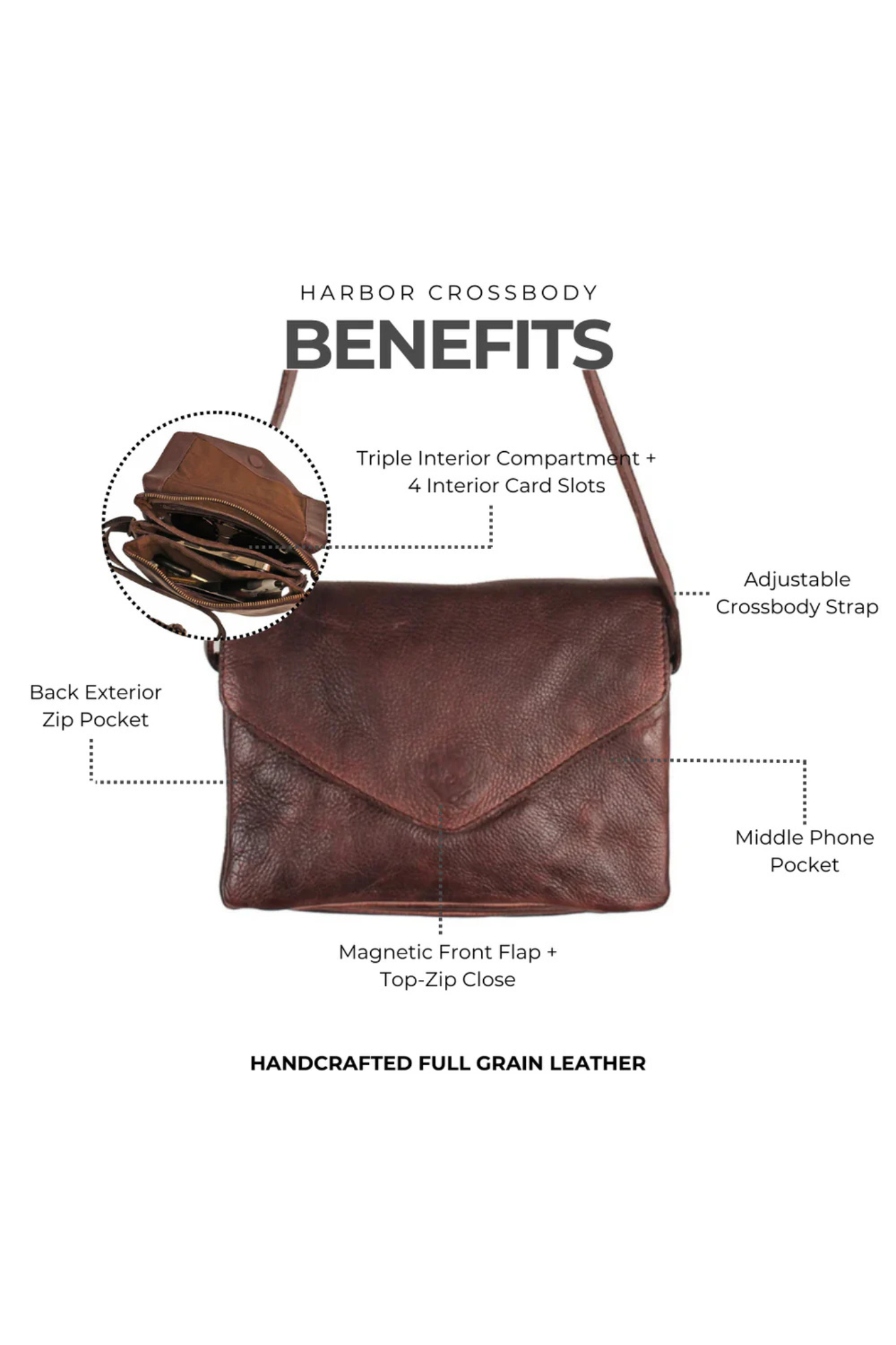 Harbor Camel Leather Crossbody Bag