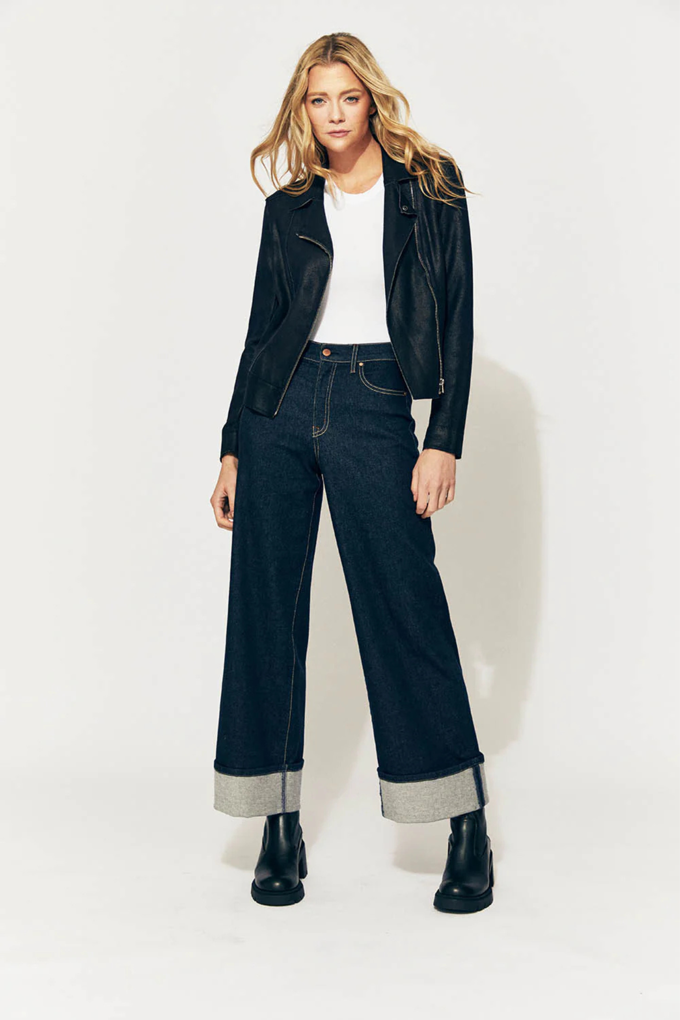 Tribeca Stay Blue Wide Cuff Denim