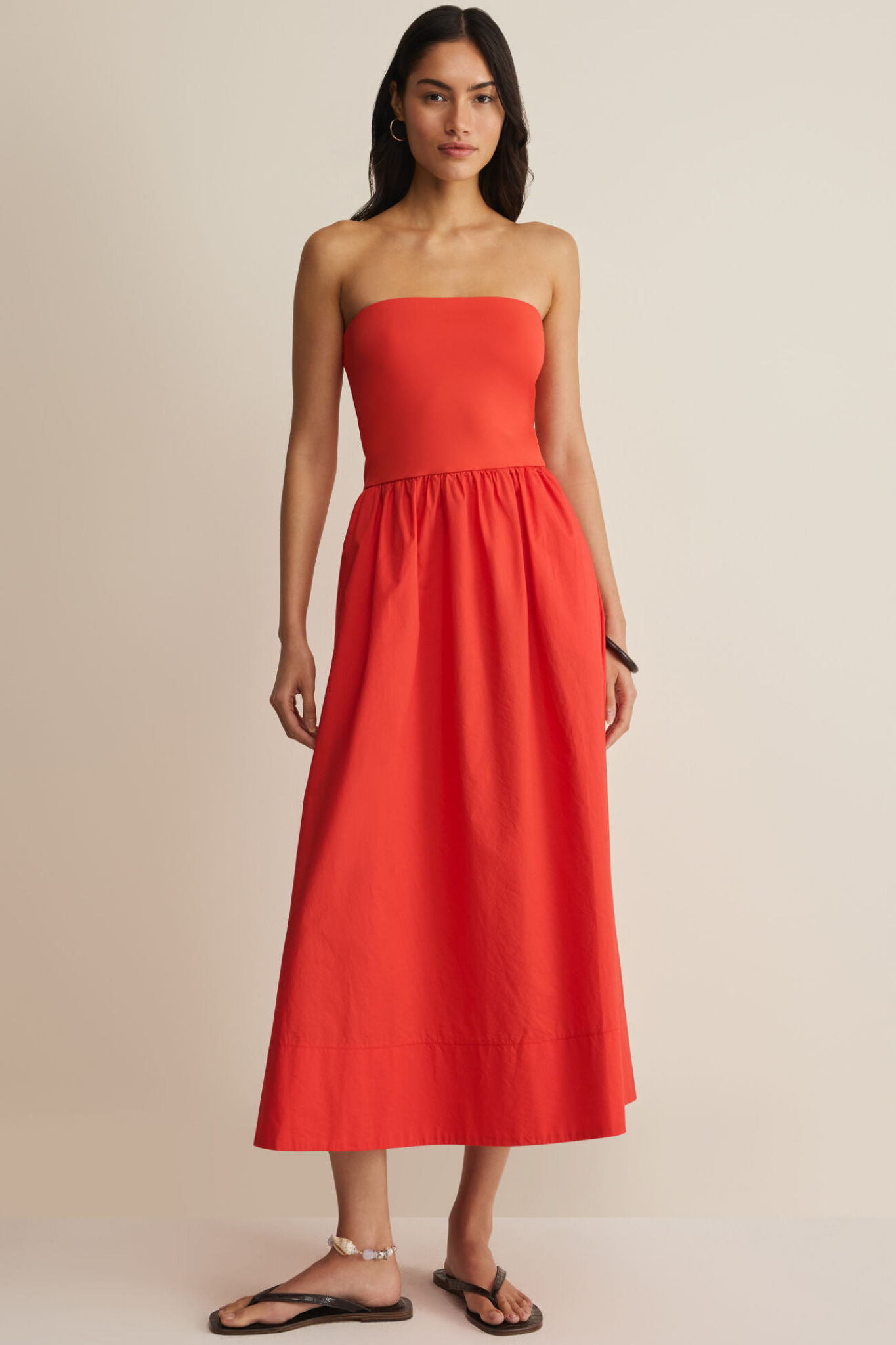 Sunsought Lychee Strapless Midi Dress