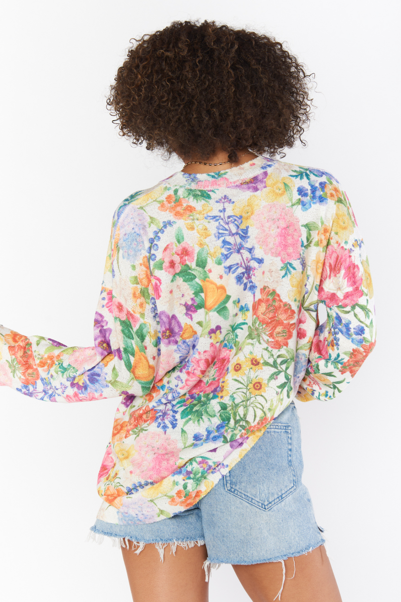 Sue Ivory Botanical Knit Pullover