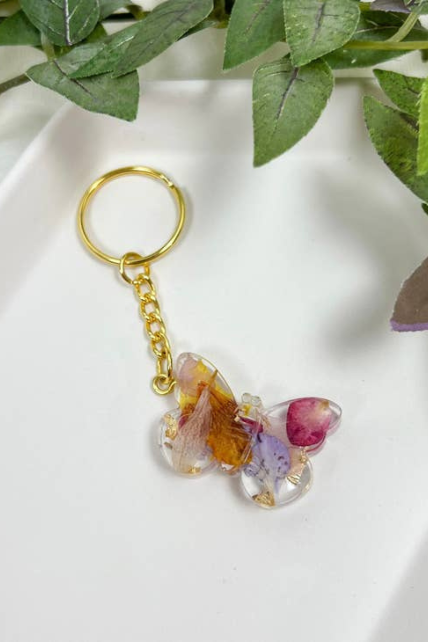 Butterfly Flower Petal Keychain