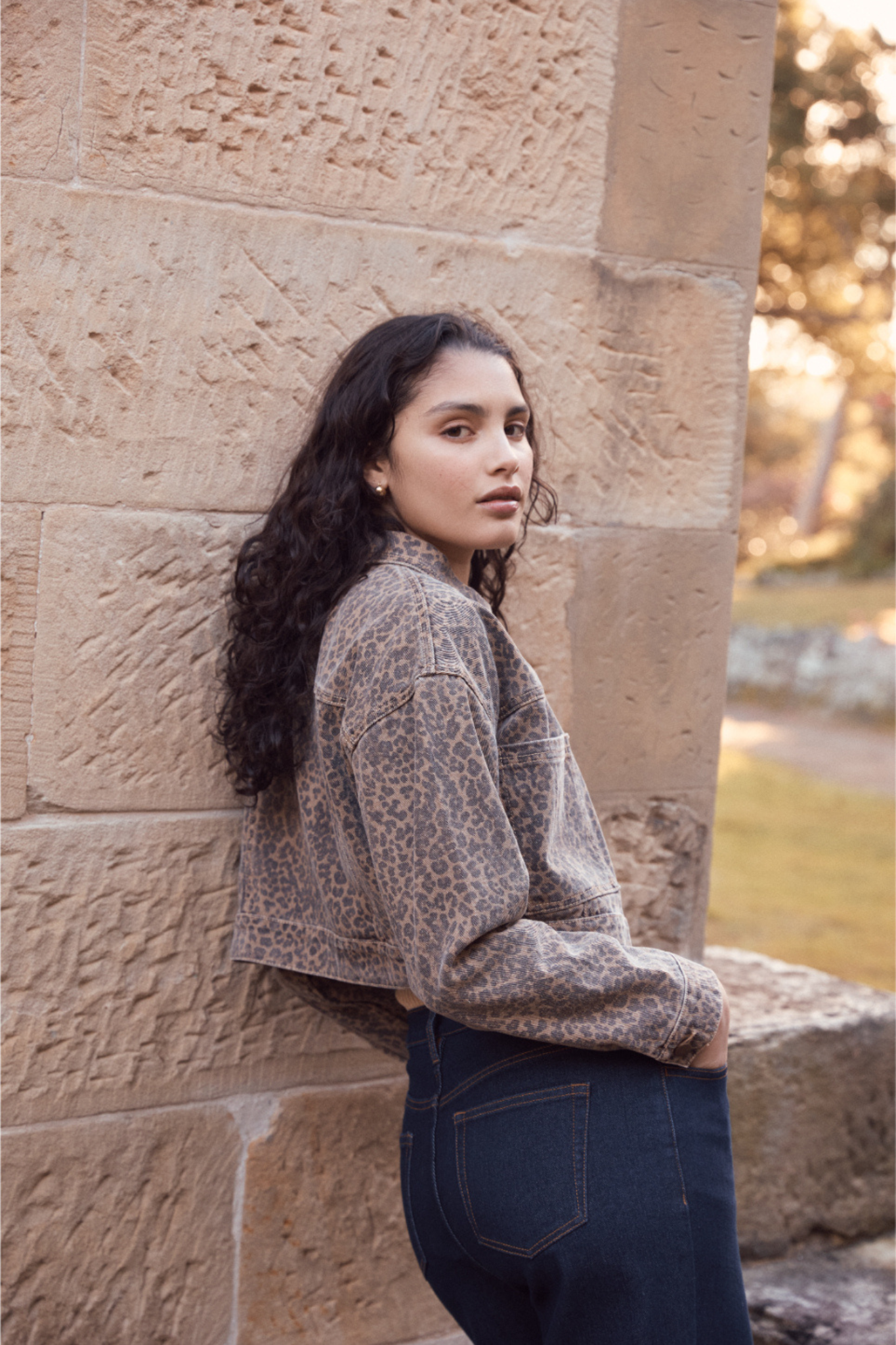 Anouk Washed Leopard Crop Jacket