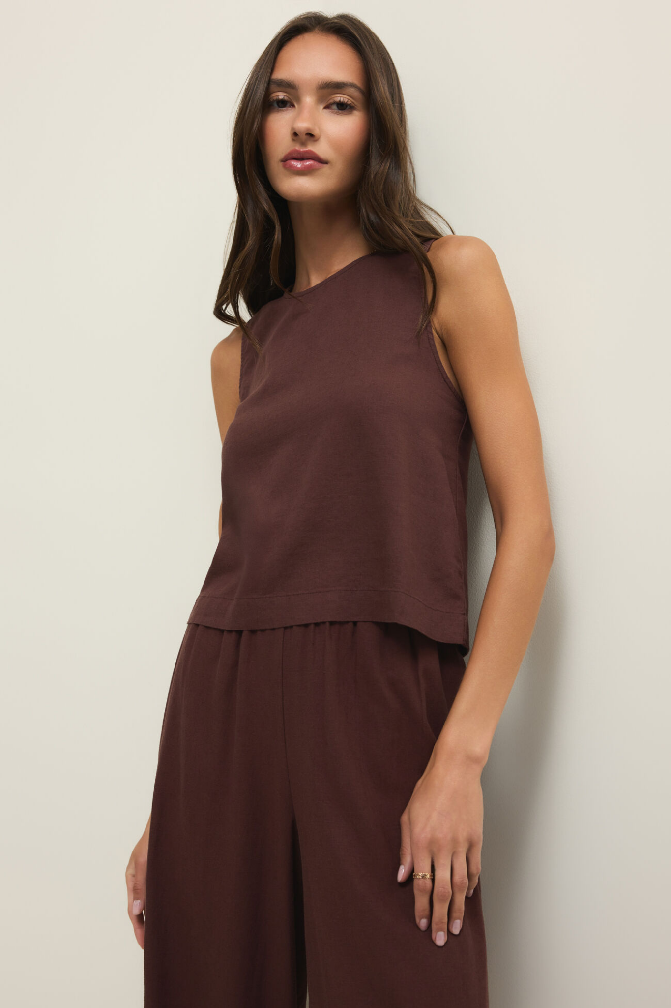 Sloane Chocolate Linen Tank