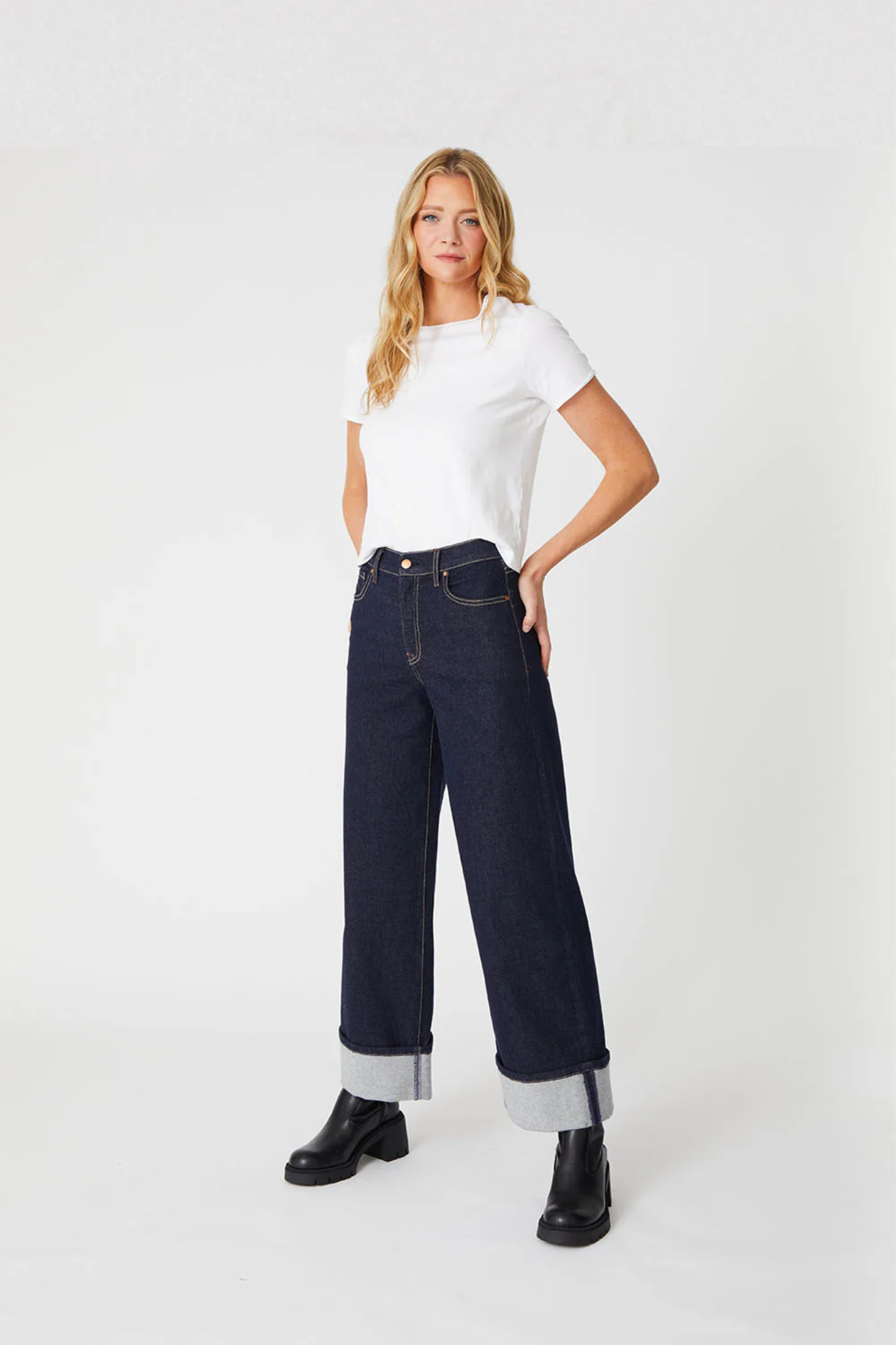 Tribeca Stay Blue Wide Cuff Denim