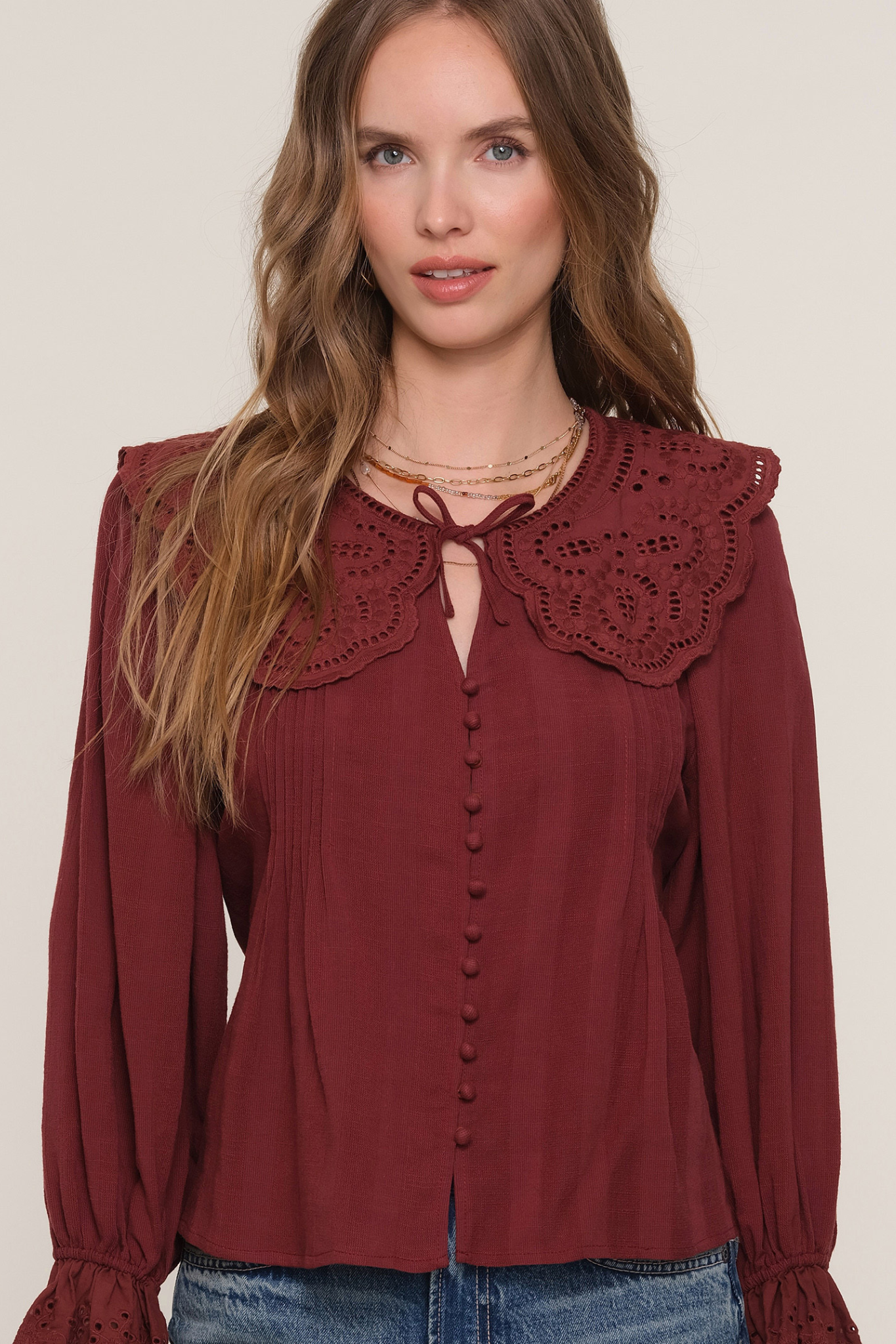 Dolly Merlot Blouse