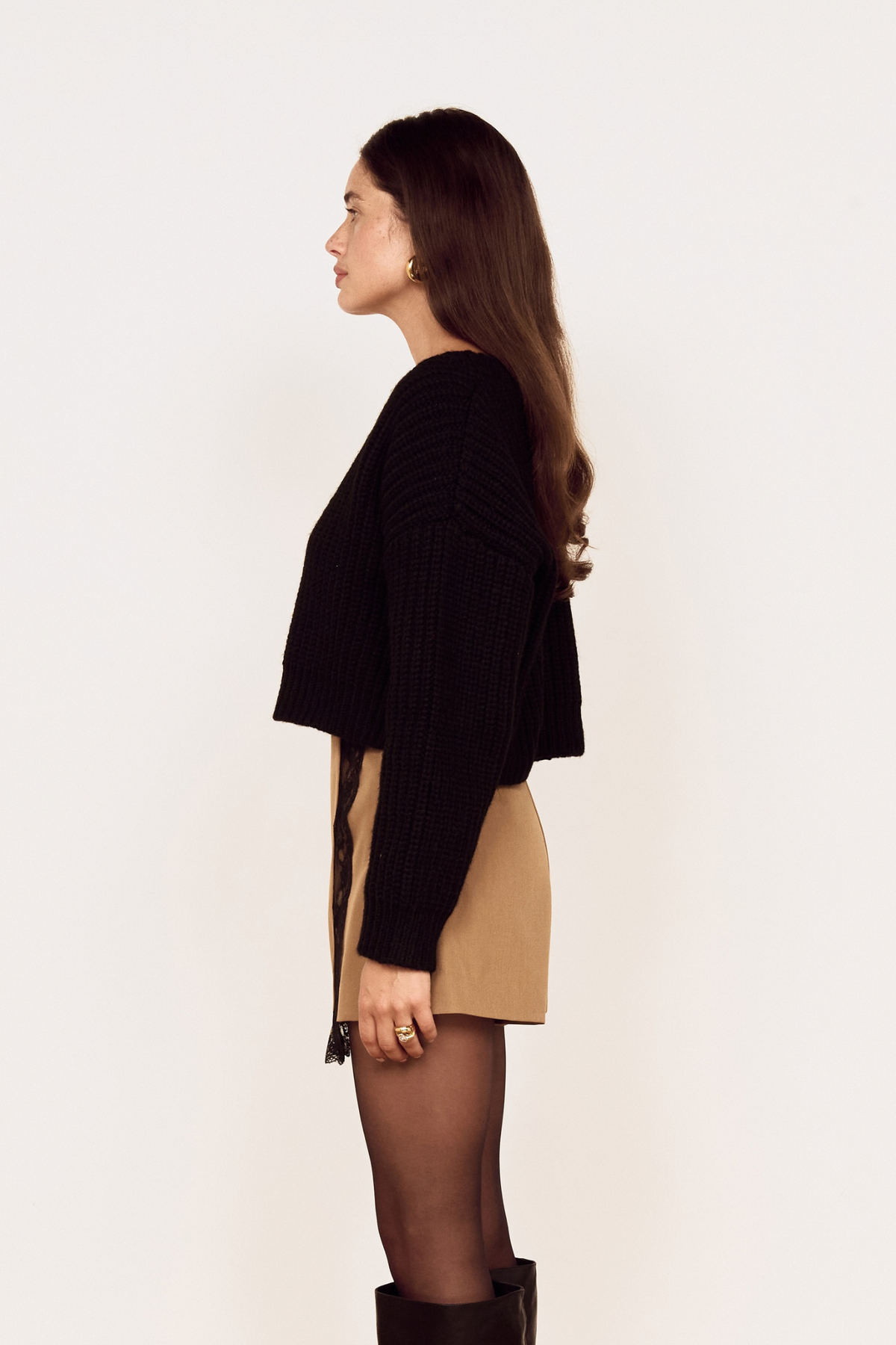 Lumen Black Crop Cardigan