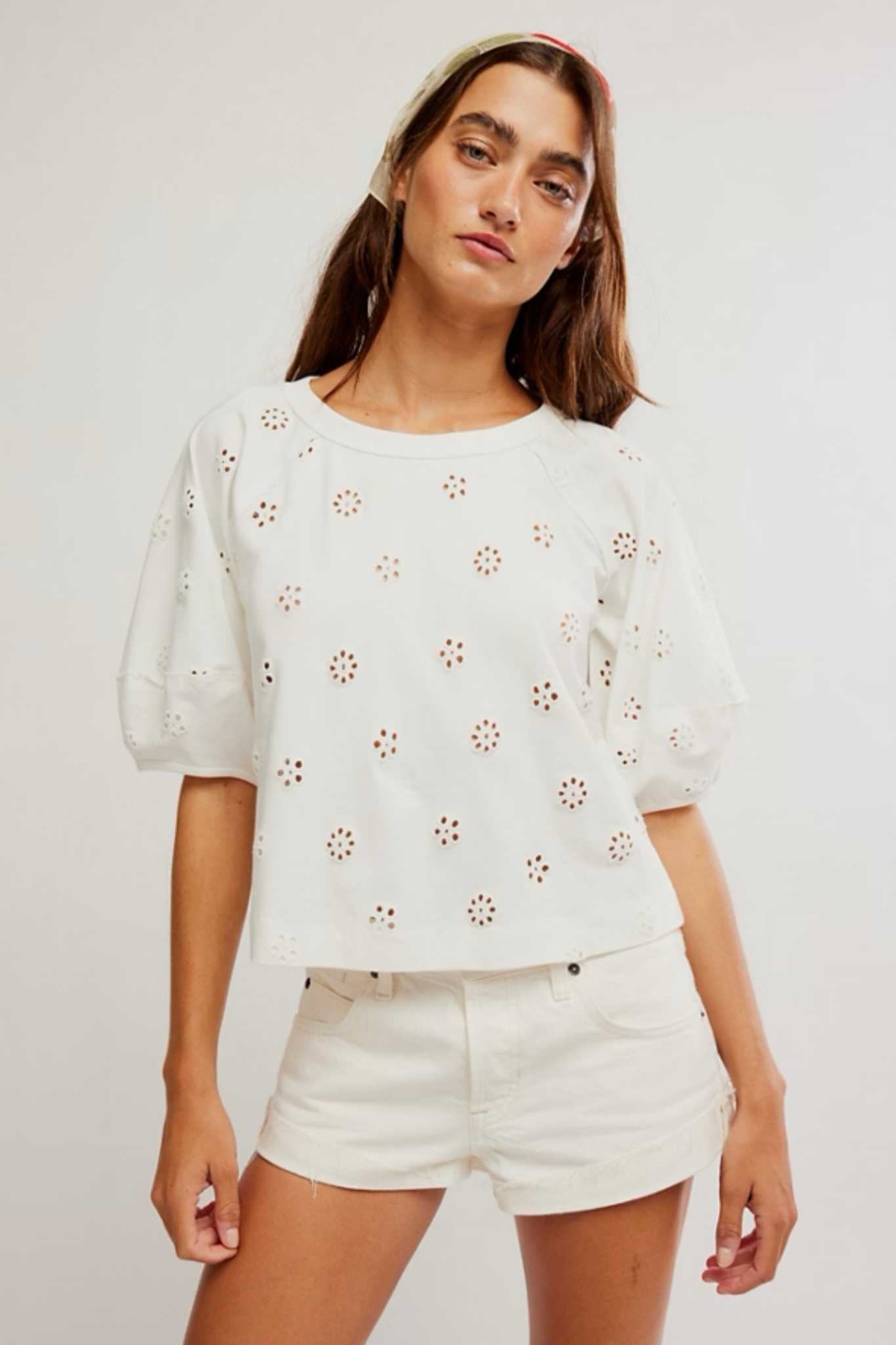 Jessie Whisper White Eyelet Tee