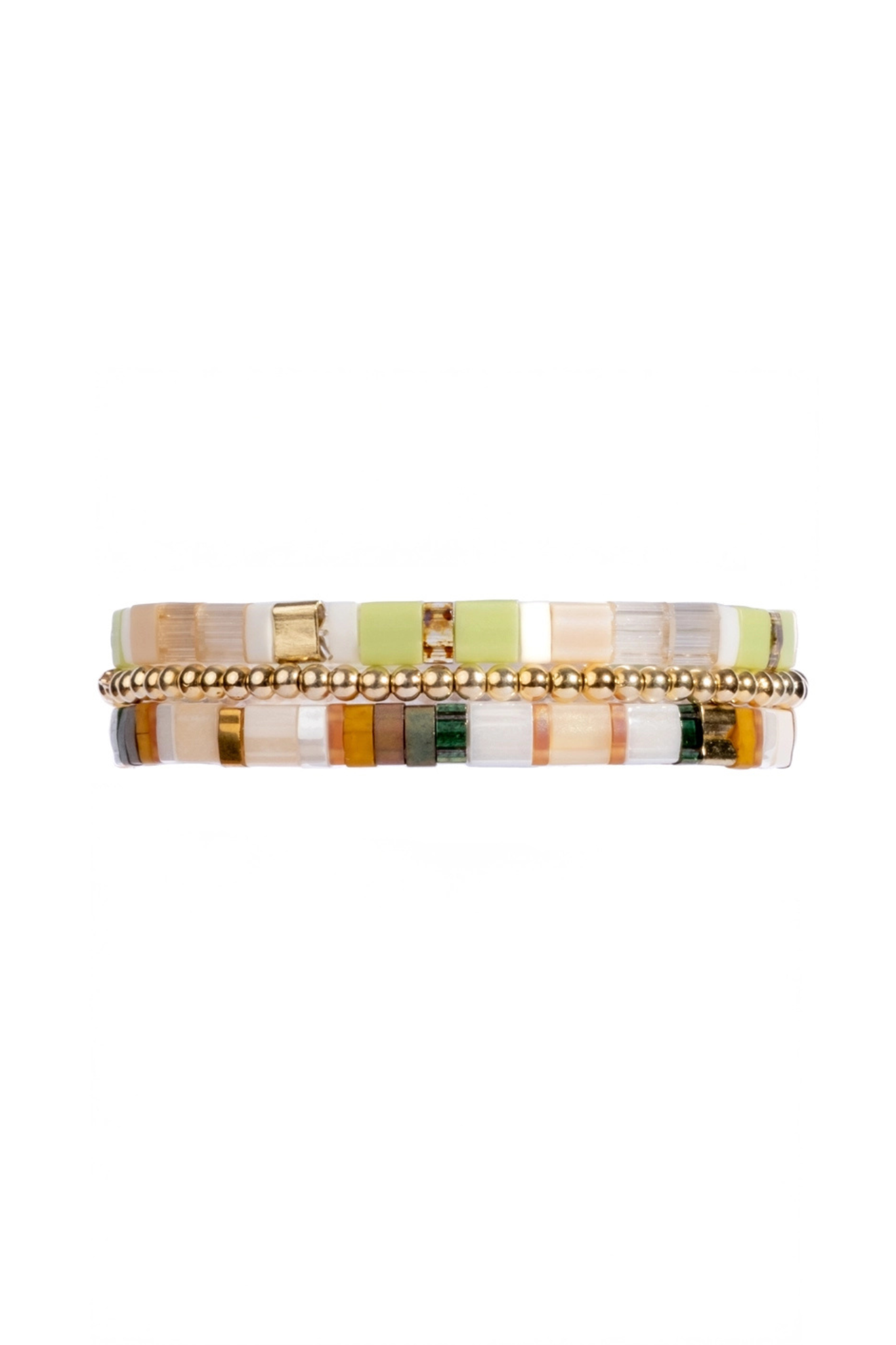 Cream/Citron Tile Bracelet Set