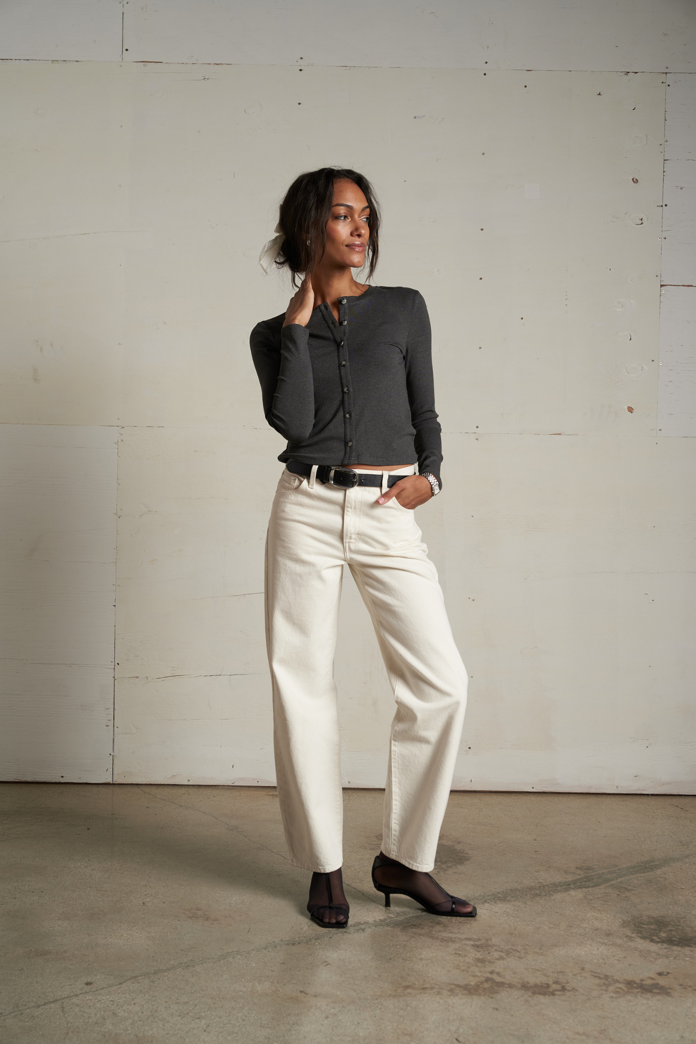 Maureen Charcoal Luxe Rib Cardigan