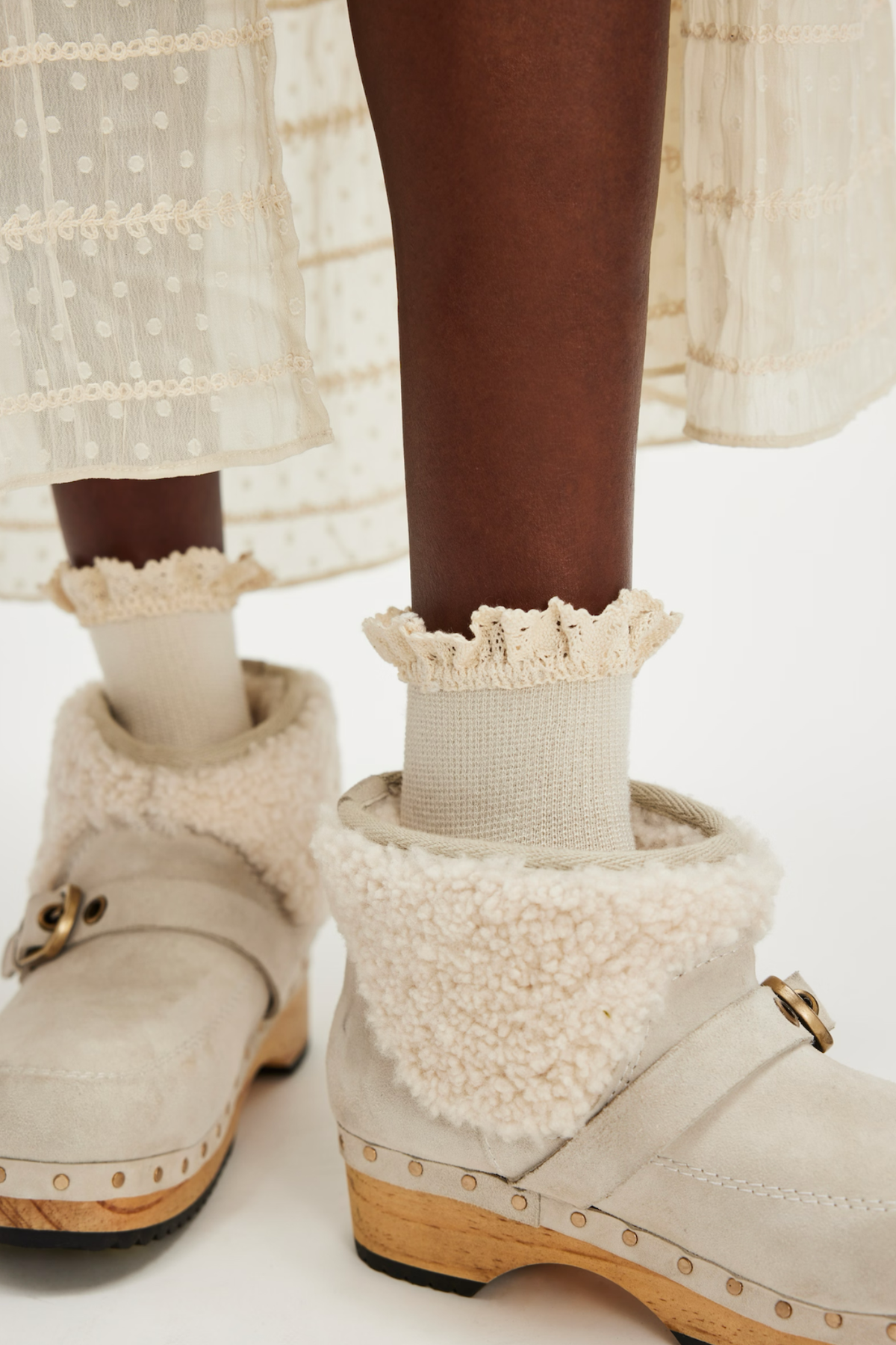 Ivory Beloved Waffle Knit Ankle Sock