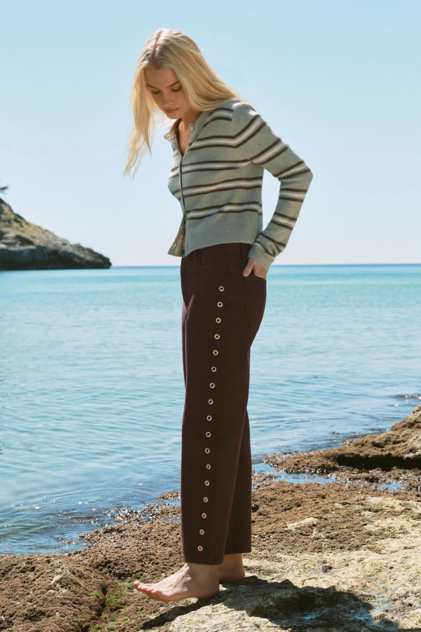 Medina Aqua Cloud Stripe Cardigan