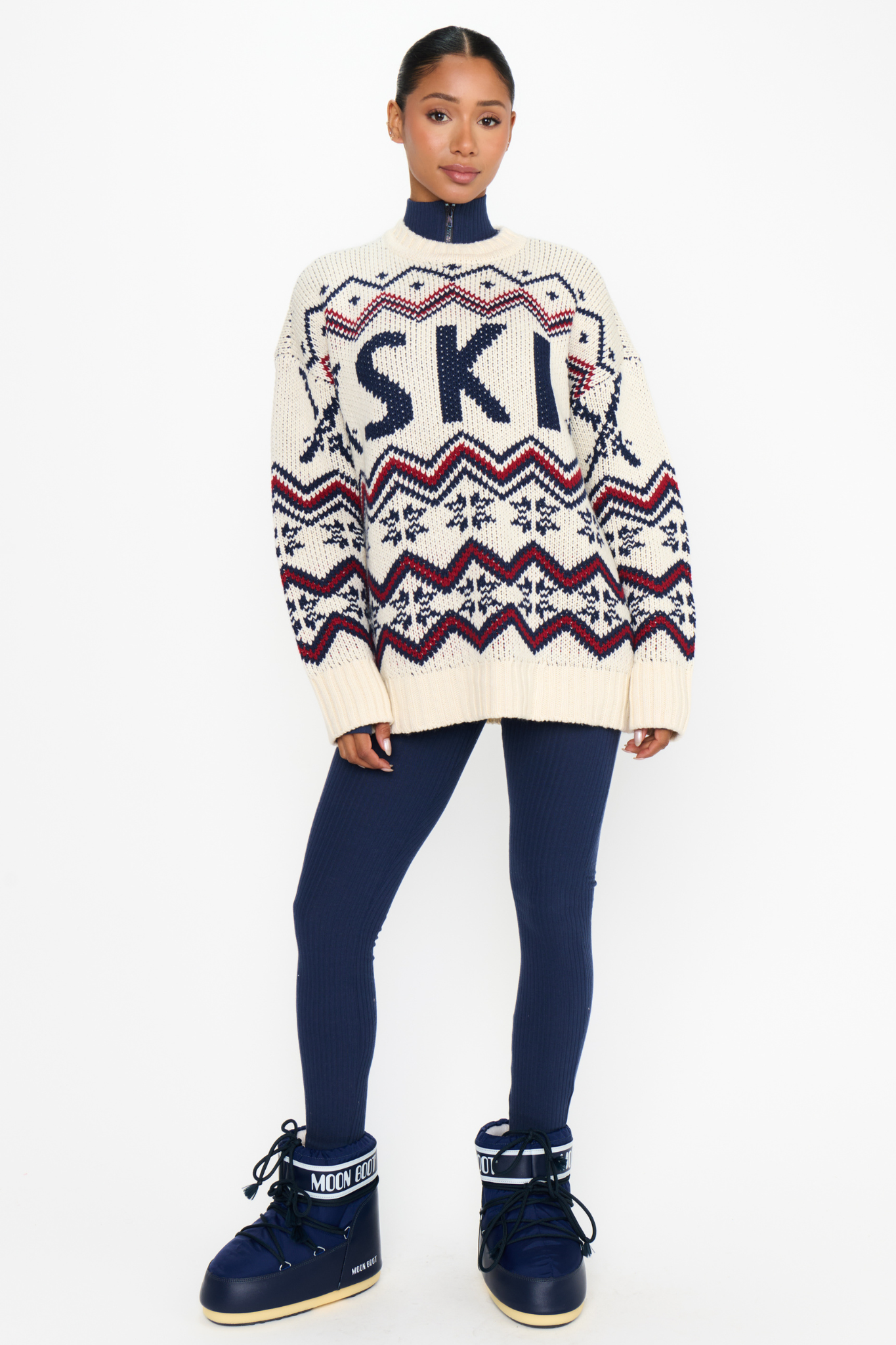 Ski In Cream Knit Sweater