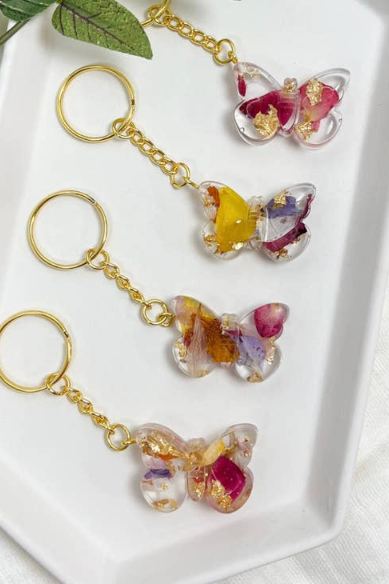 Butterfly Flower Petal Keychain