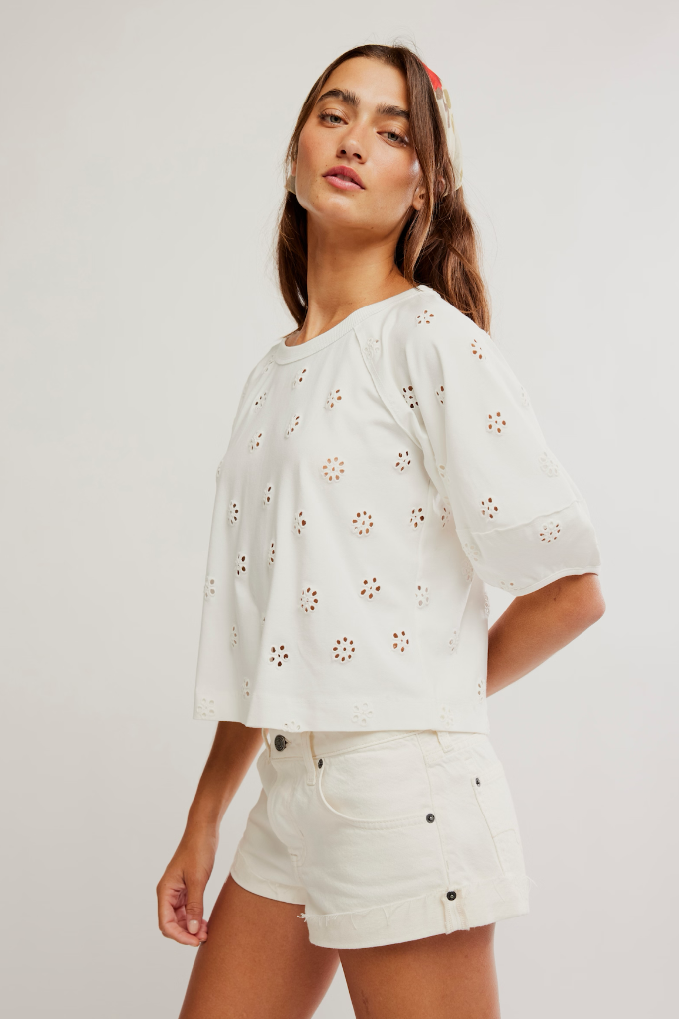 Jessie Whisper White Eyelet Tee