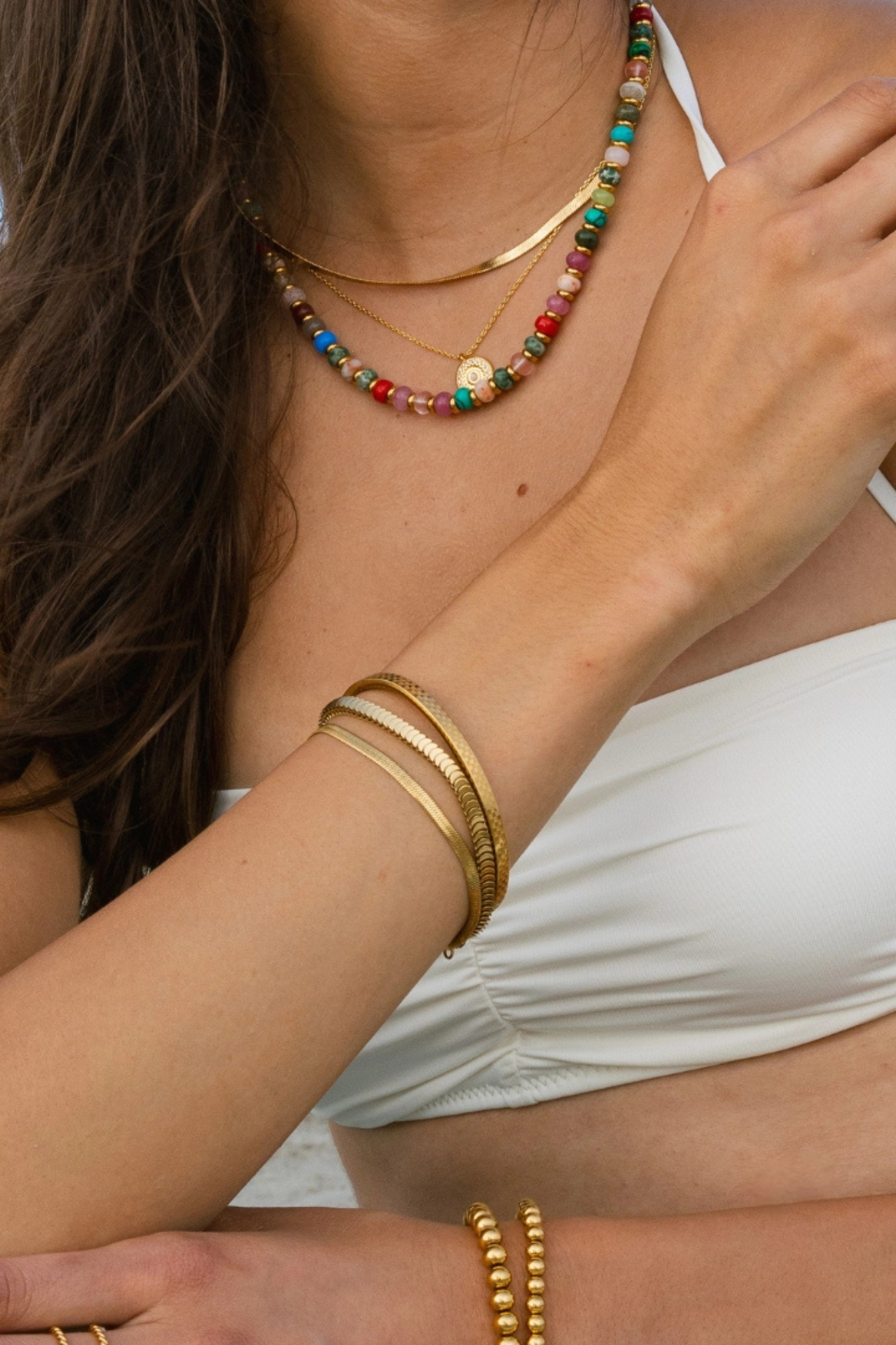 Chess Gold Bangle Bracelet