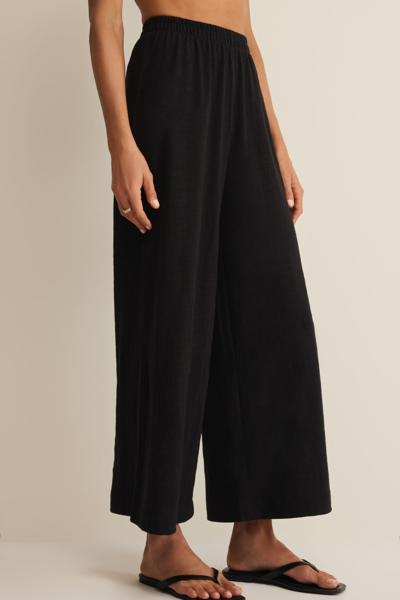 Scout Black Textured Slub Pant