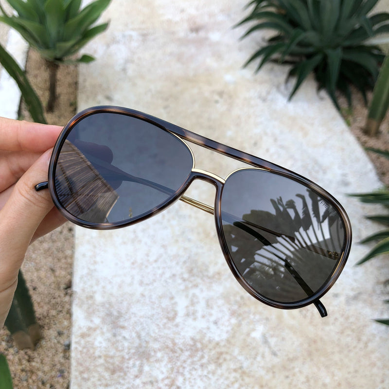 Shay Tortoise/Gray Aviator Sunglasses