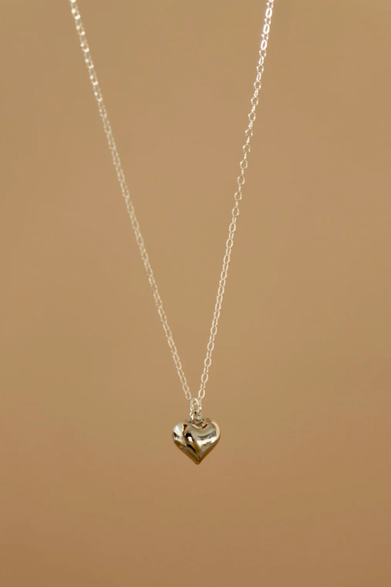 Clara Silver Puff Heart Necklace