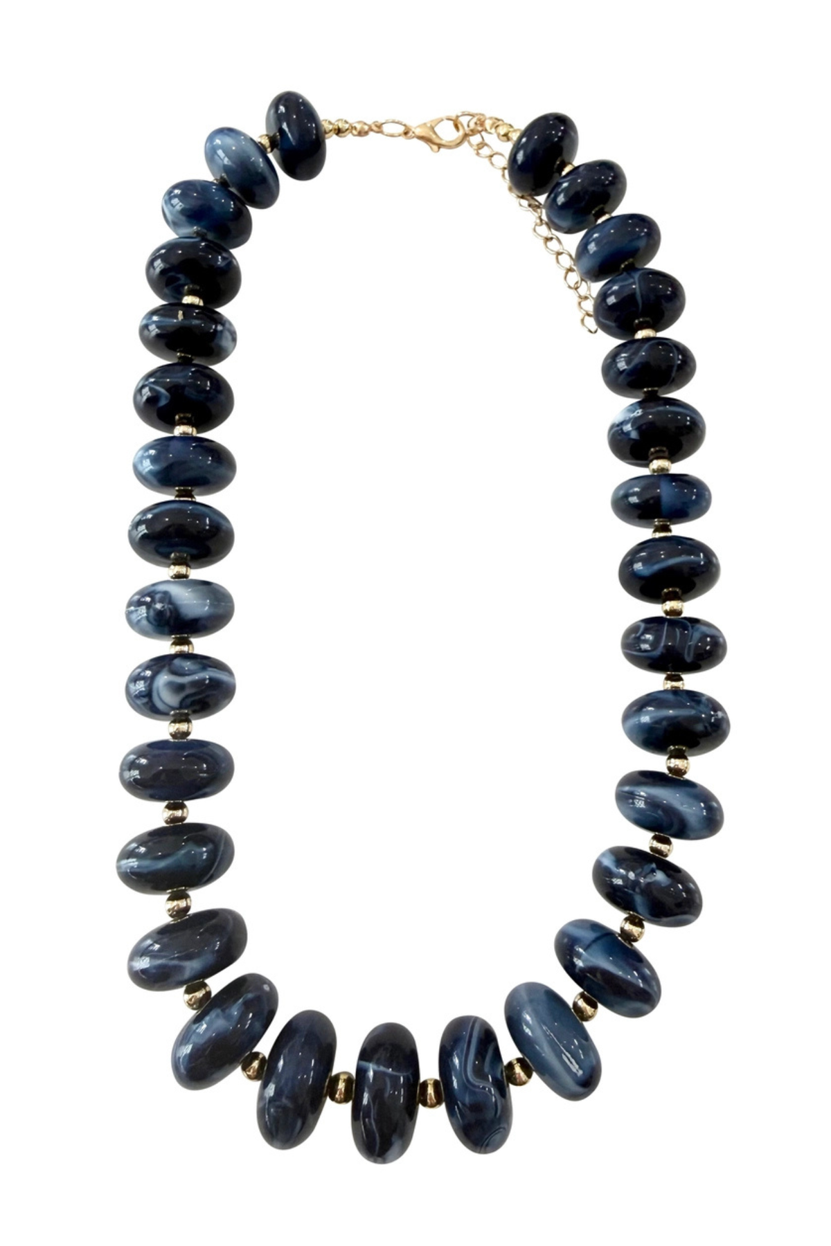 Holly Navy Chunky Beaded Necklace