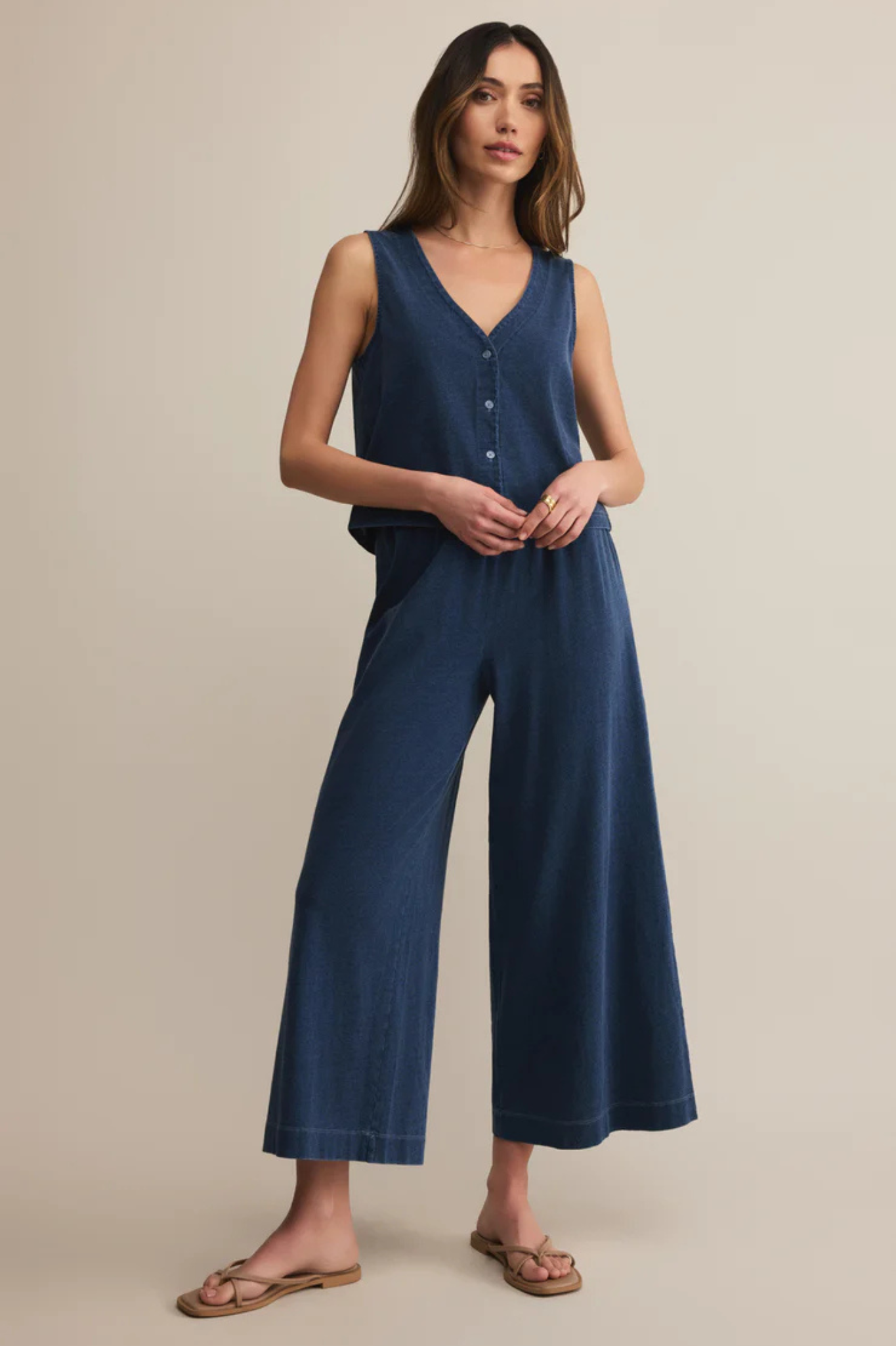 Solace Indigo Denim Jersey Tank