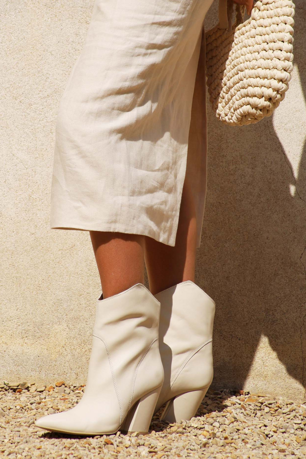 Nestly Ivory Leather Bootie - Last One (Size 8.5)