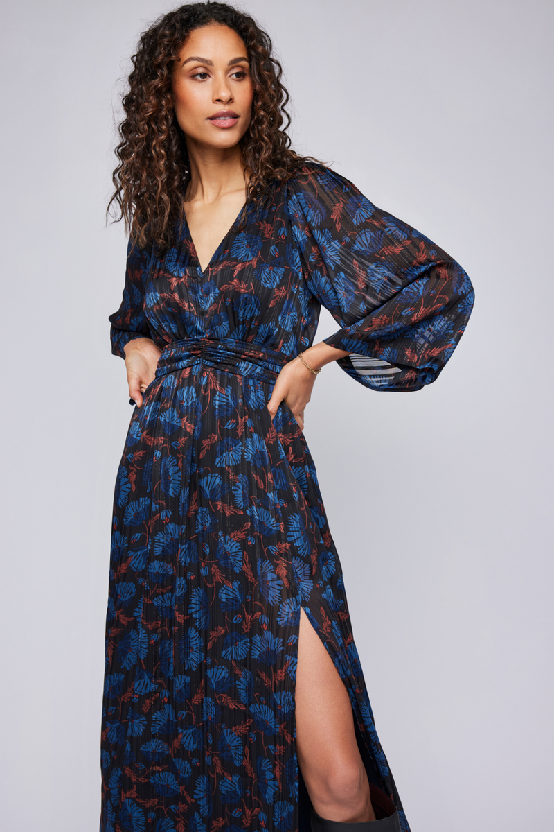 Fabienne Indigo Floral Dress