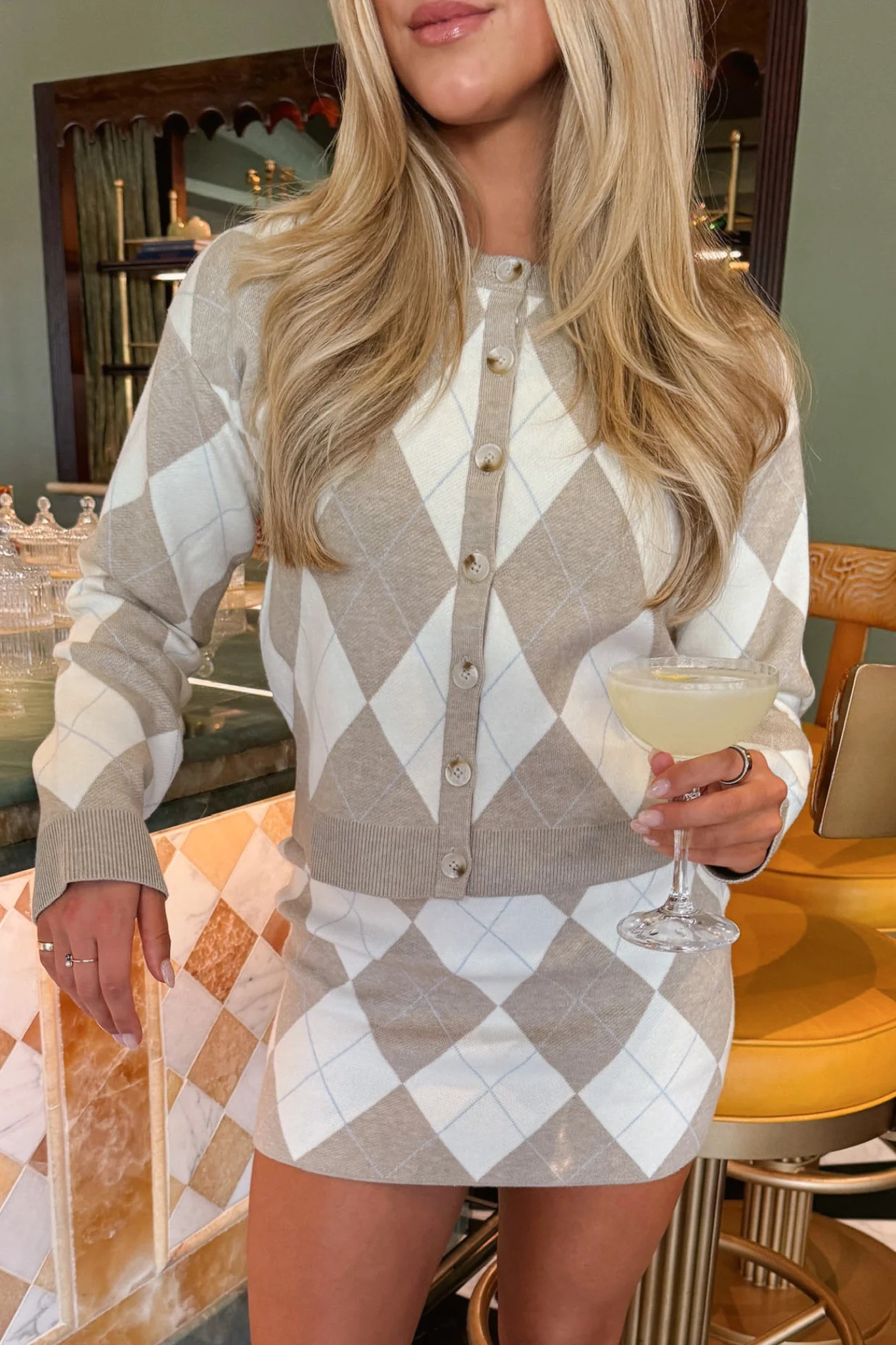 Throw On Argyle Knit Cardigan
