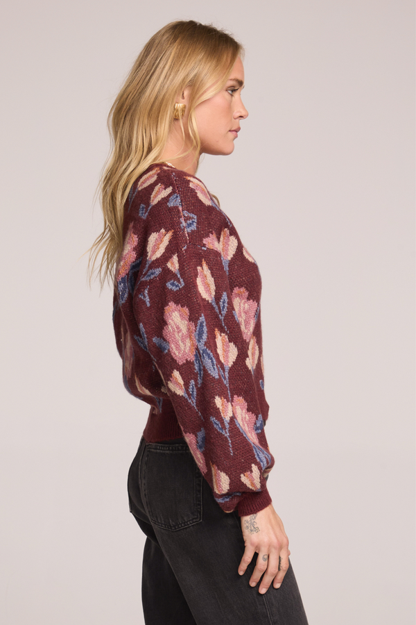 Ronnie Sangria Floral Sweater