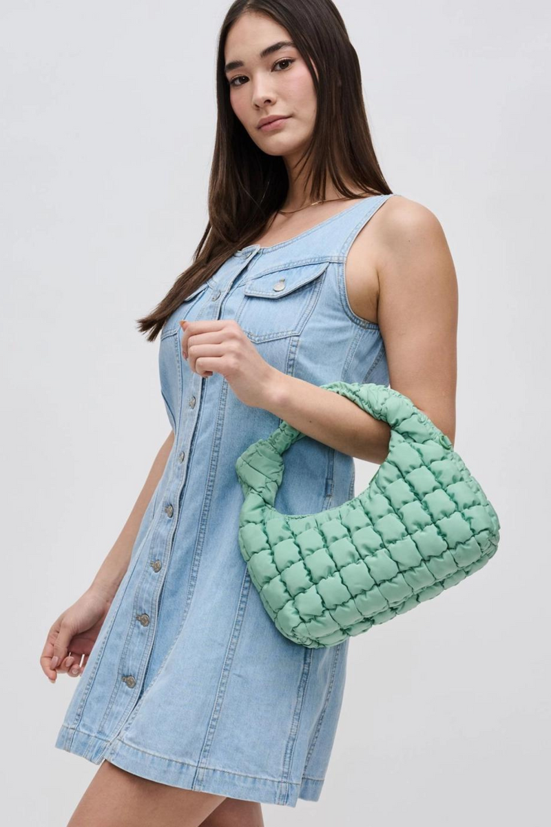 Radiance Pistachio Quilted Nylon Crossbody