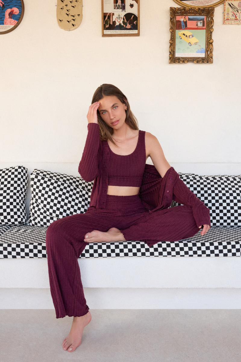 Zoe Merlot Rib Tank Bra