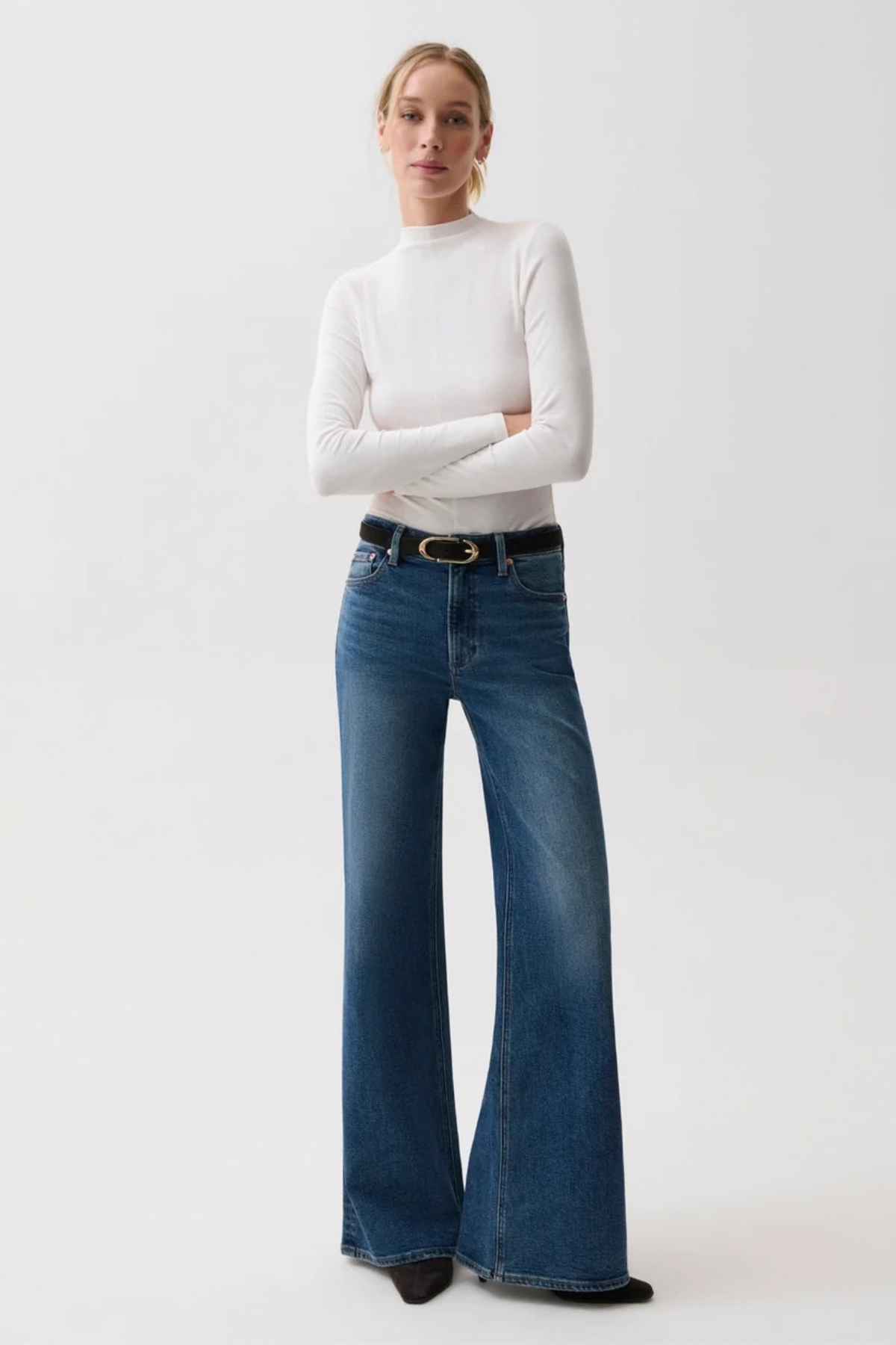 Vivian Blue Depths Mid Rise Wide Leg