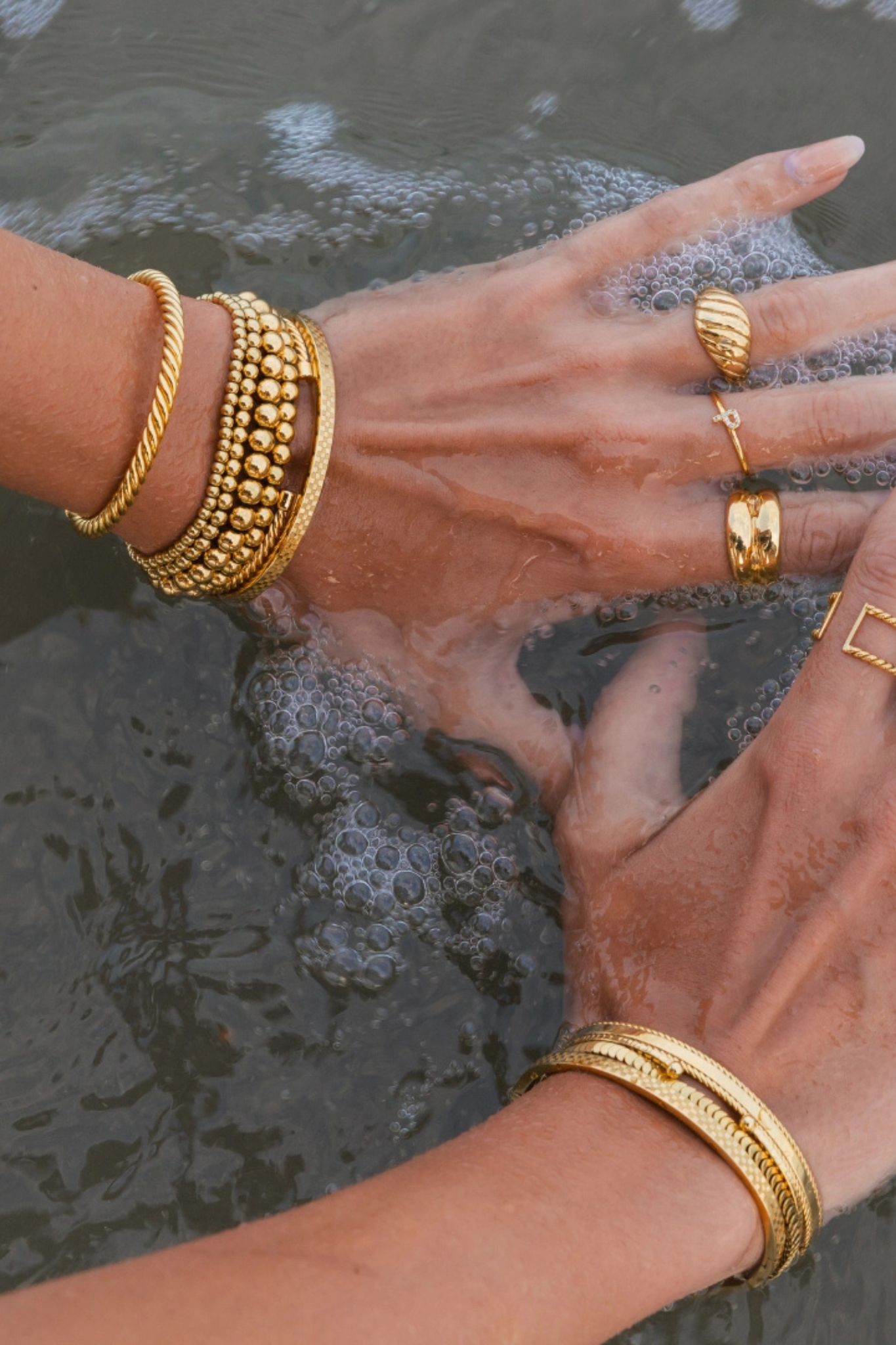 Dainty Gold Double Beaded Bracelet Set