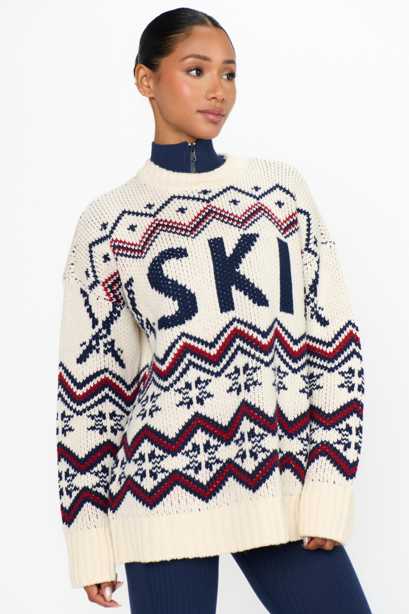 Ski In Cream Knit Sweater