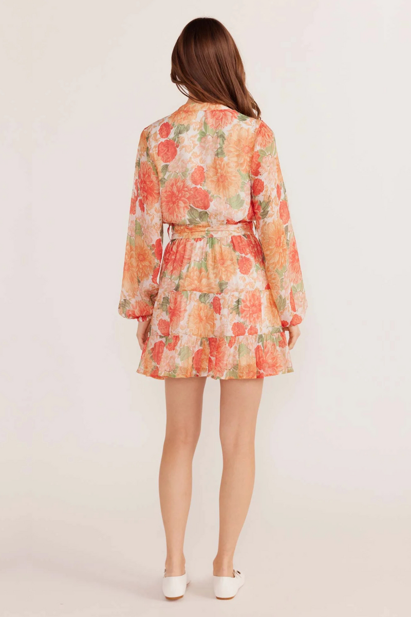 Ava Apricot Floral Mini Dress