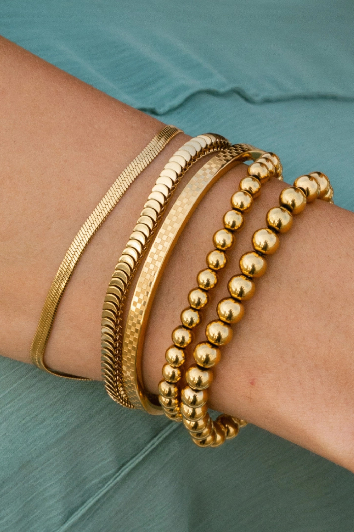 Chess Gold Bangle Bracelet