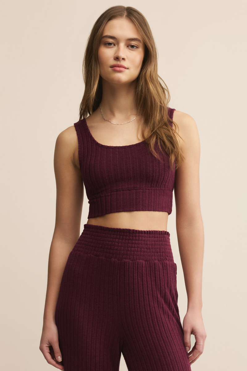 Zoe Merlot Rib Tank Bra