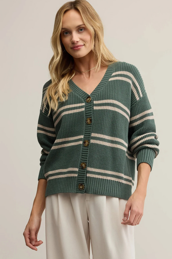 Boyfriend Hunter Green Striped Cardigan