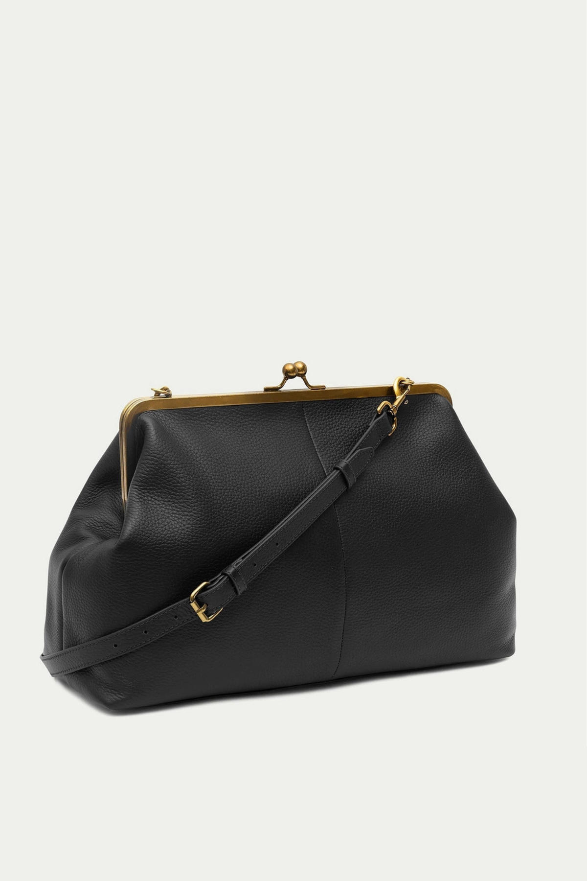 Grace Black Leather Oversized Clutch