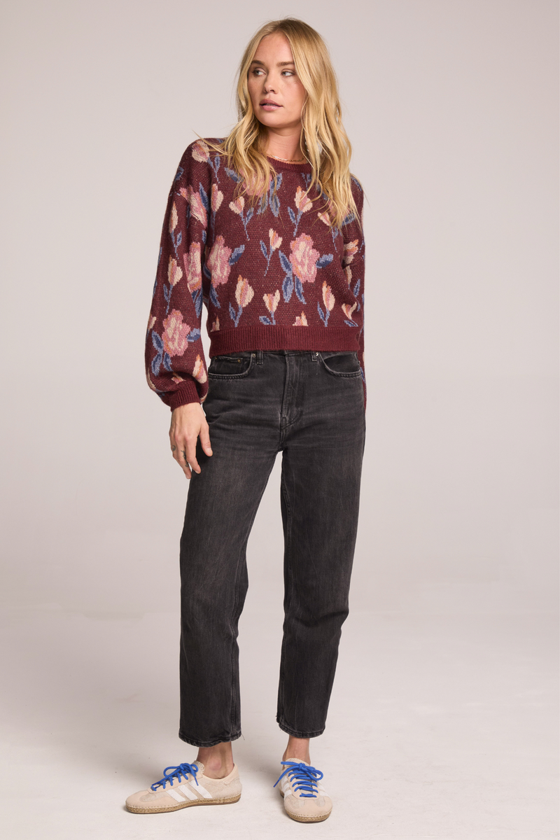 Ronnie Sangria Floral Sweater