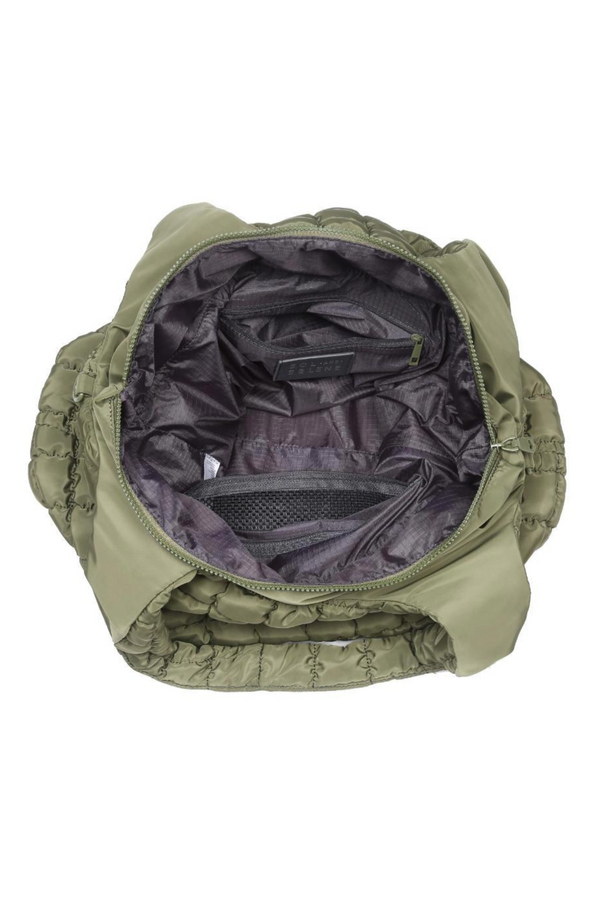 Elevate Olive Quilted Nylon Hobo