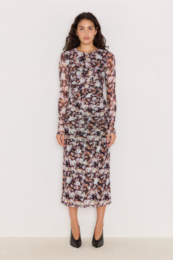 Audrey Abstract Mesh Midi Dress