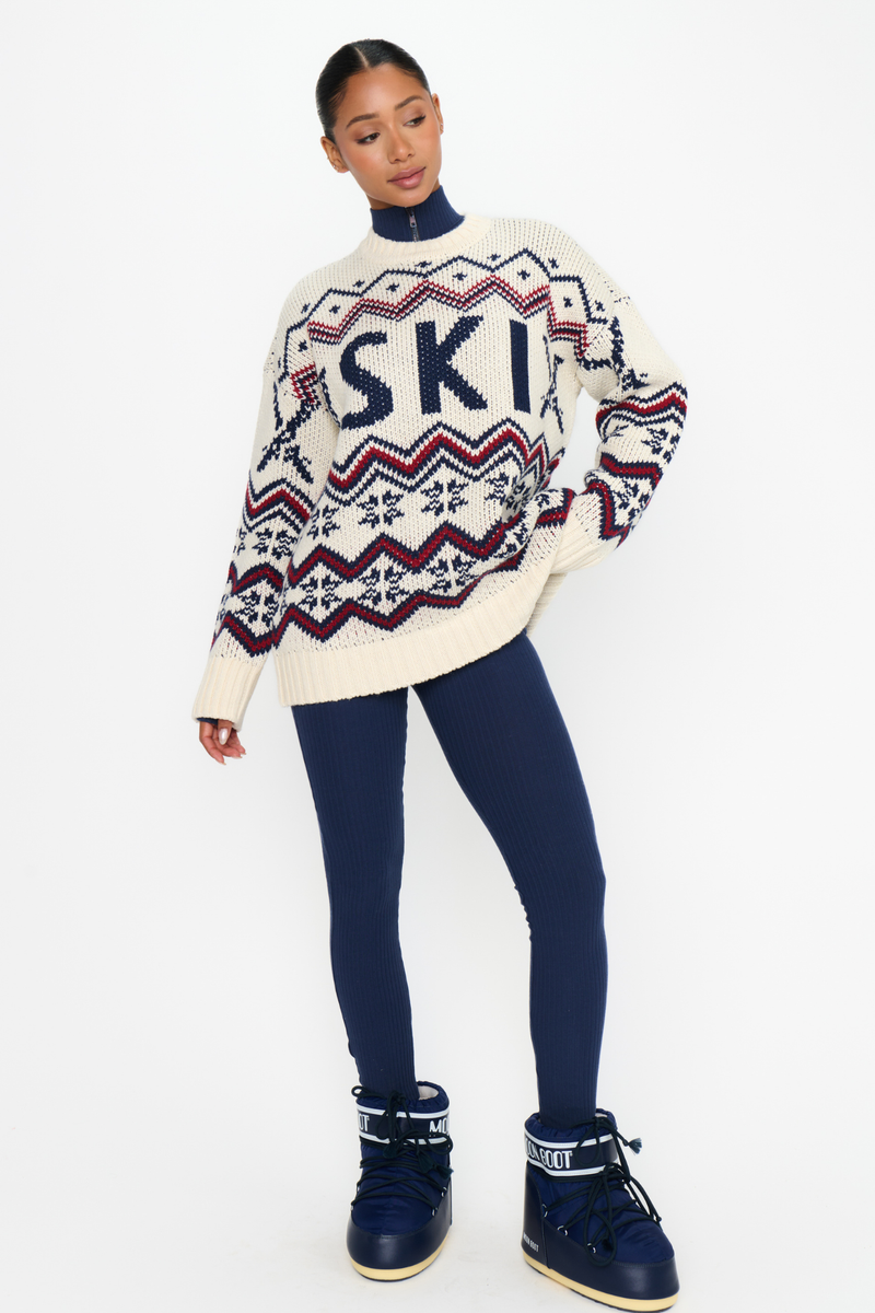 Ski In Cream Knit Sweater