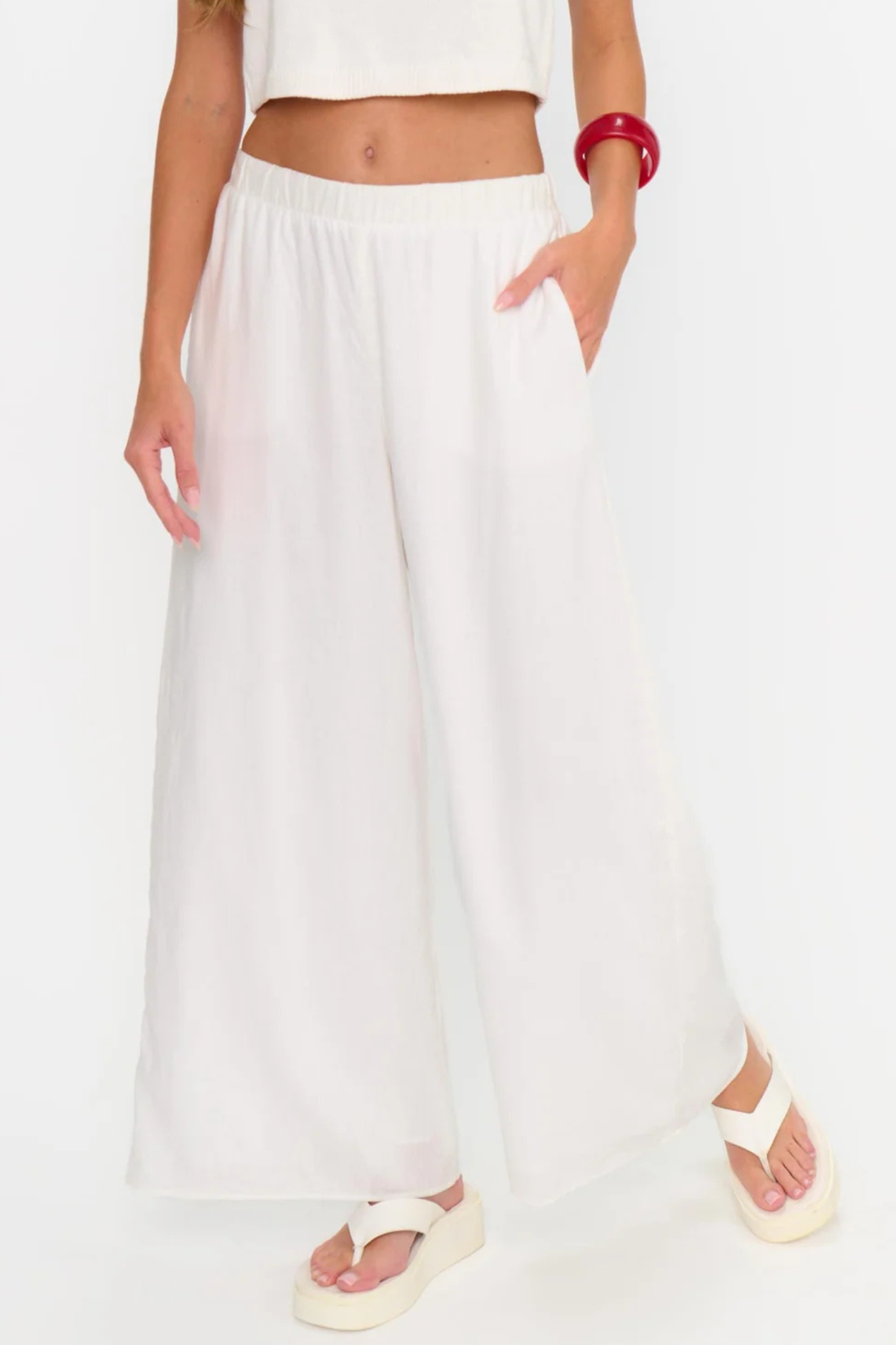 Kick Back White Linen Pant