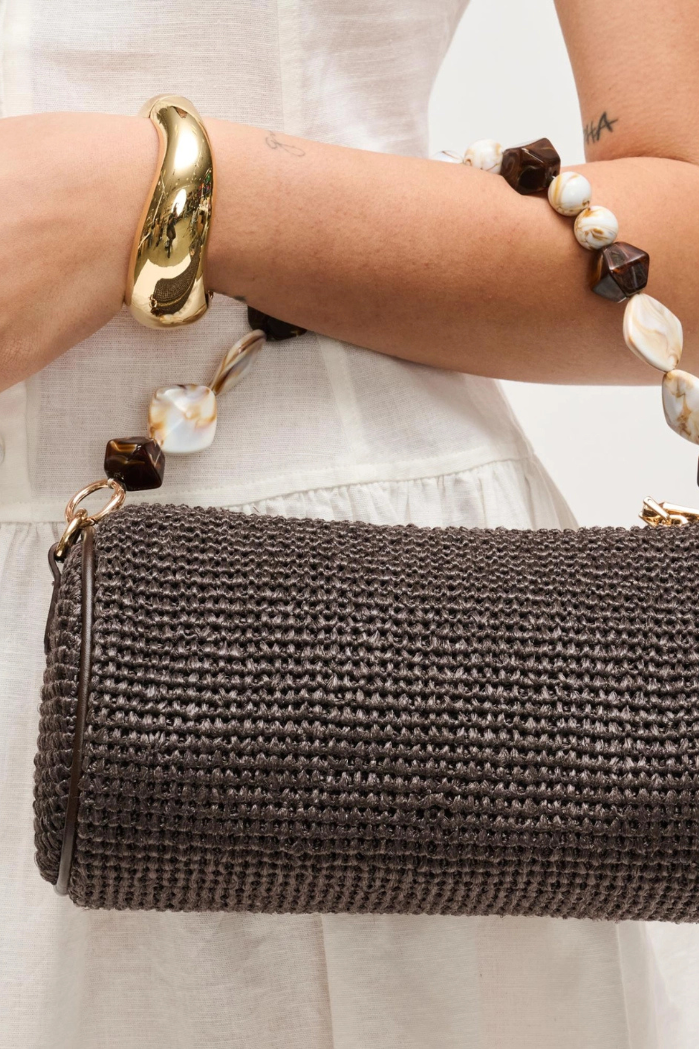 Rachel Chocolate Straw Clutch