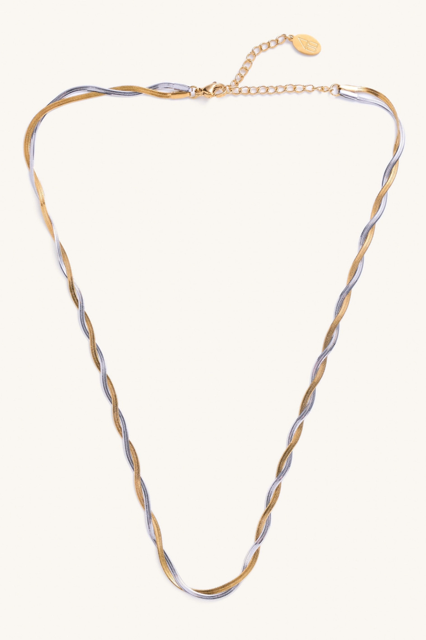 Mixed Metal Herringbone Necklace