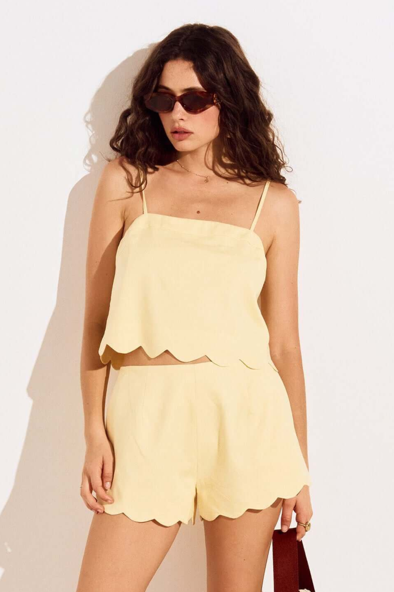 Grazia Butter Yellow Scallop Tank