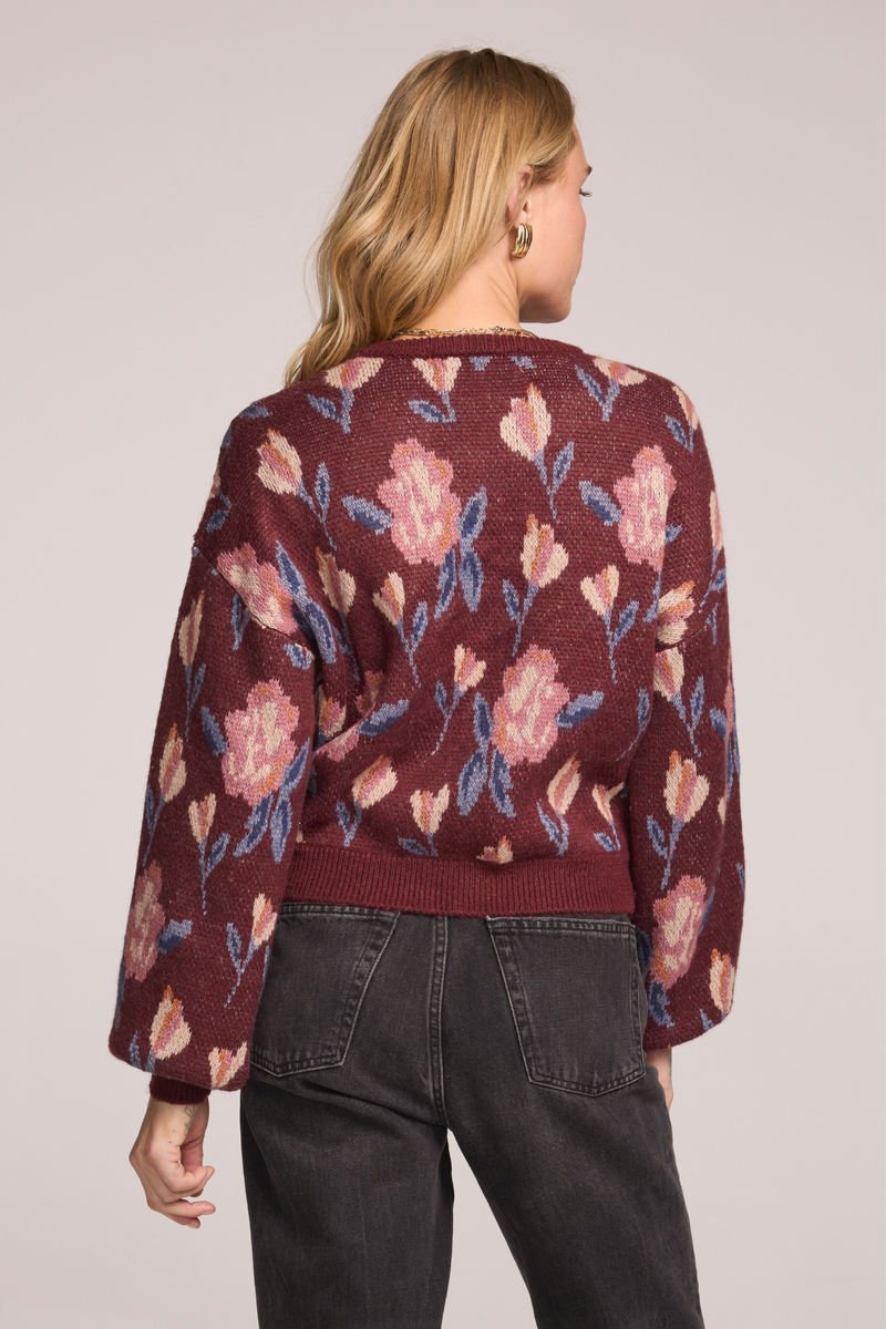 Ronnie Sangria Floral Sweater
