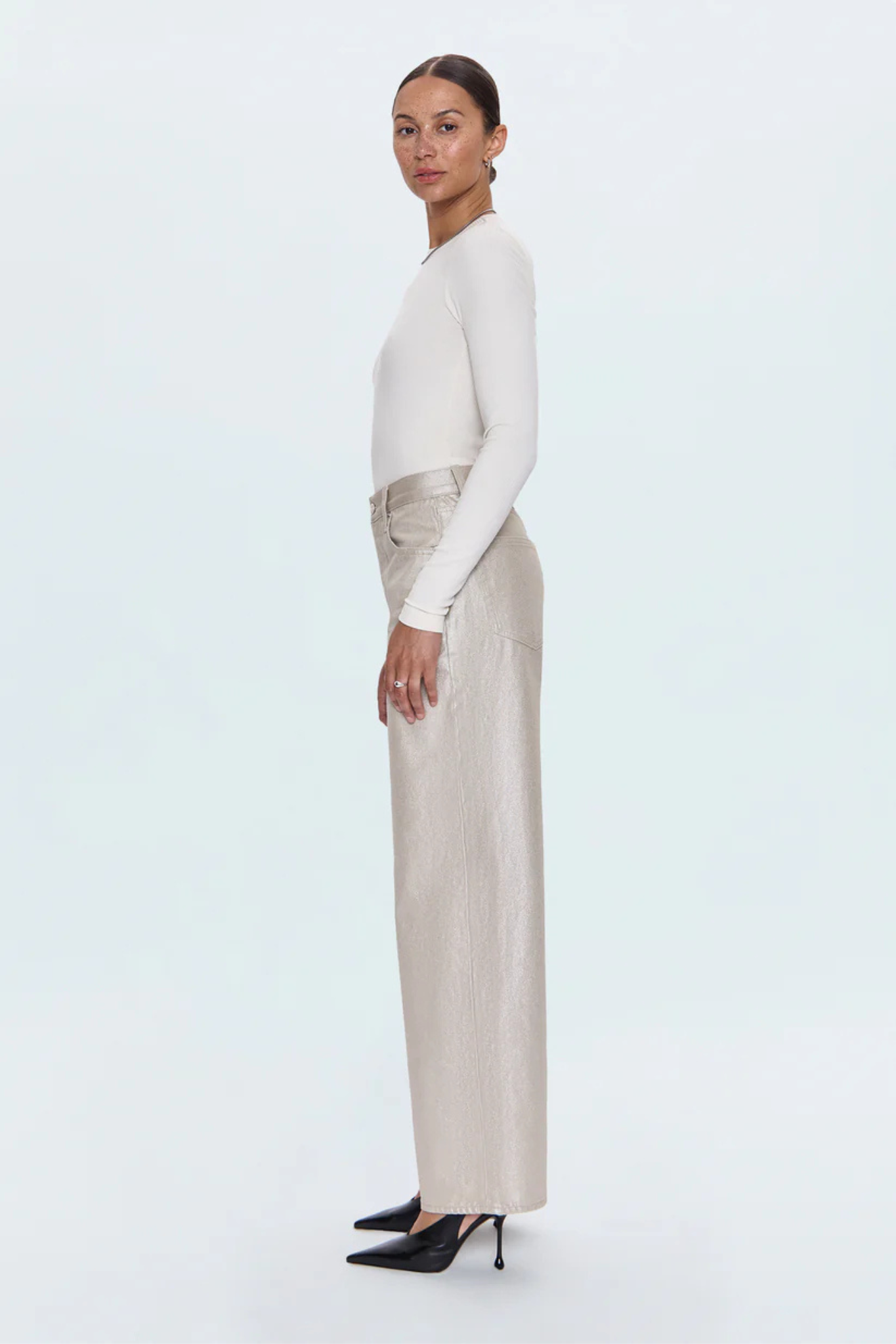 Tate Luster High Rise Bowed Wide Leg