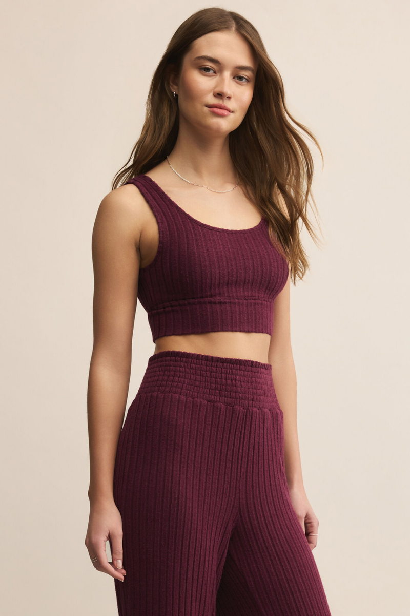 Zoe Merlot Rib Tank Bra