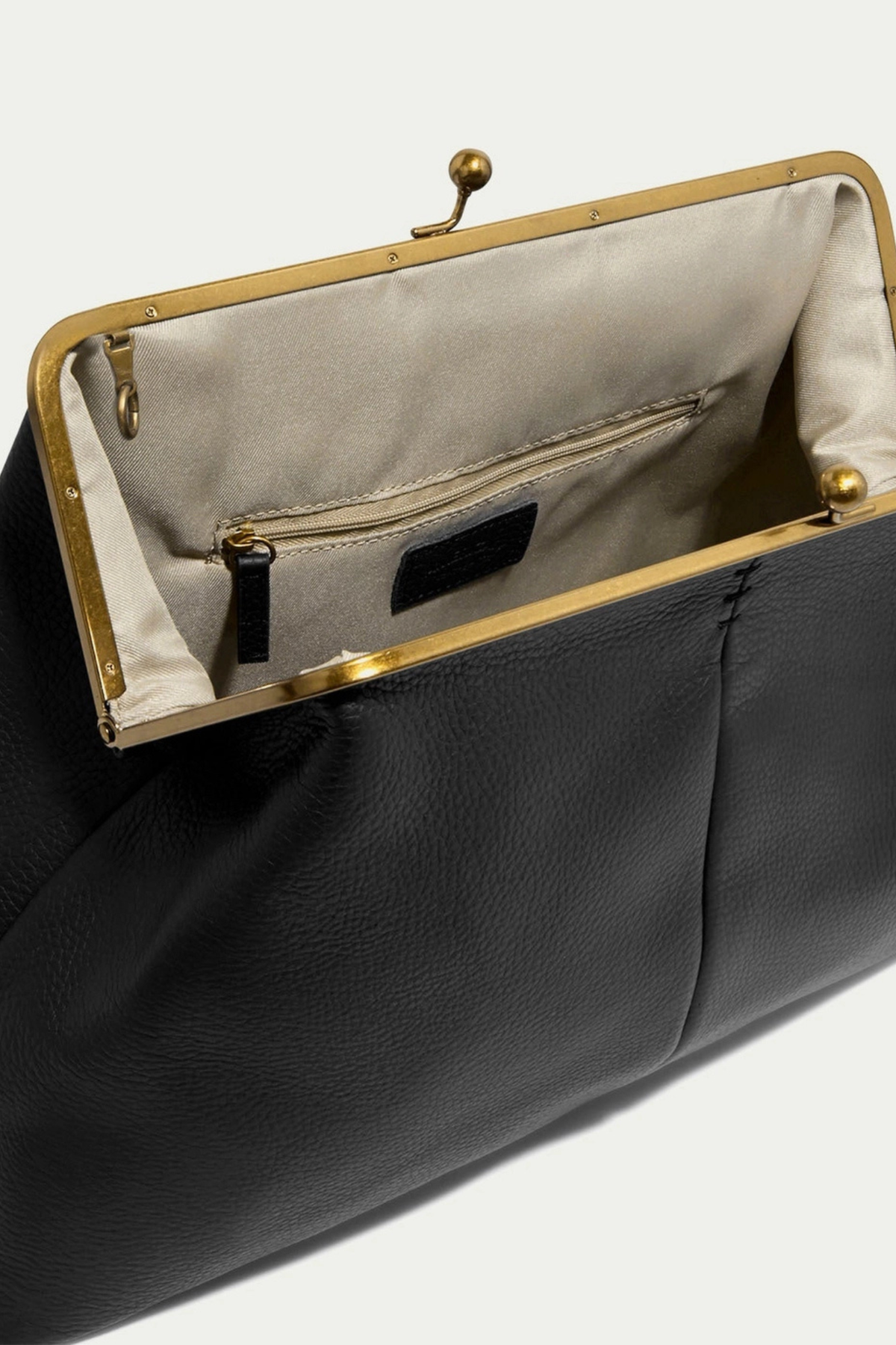 Grace Black Leather Oversized Clutch